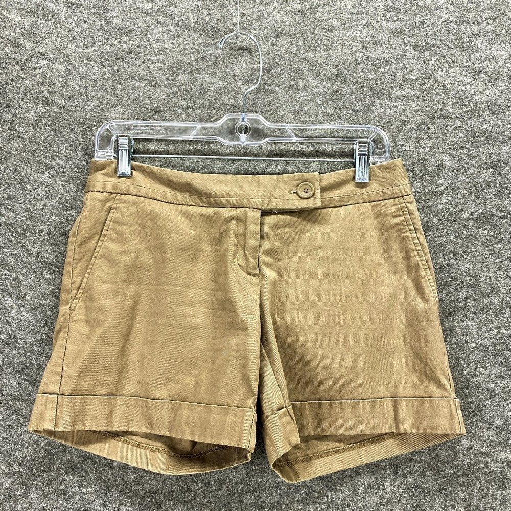 Outback Red Loft Shorts Women 0 Beige Cuffed Low-Rise Chino Flat Front Cotton